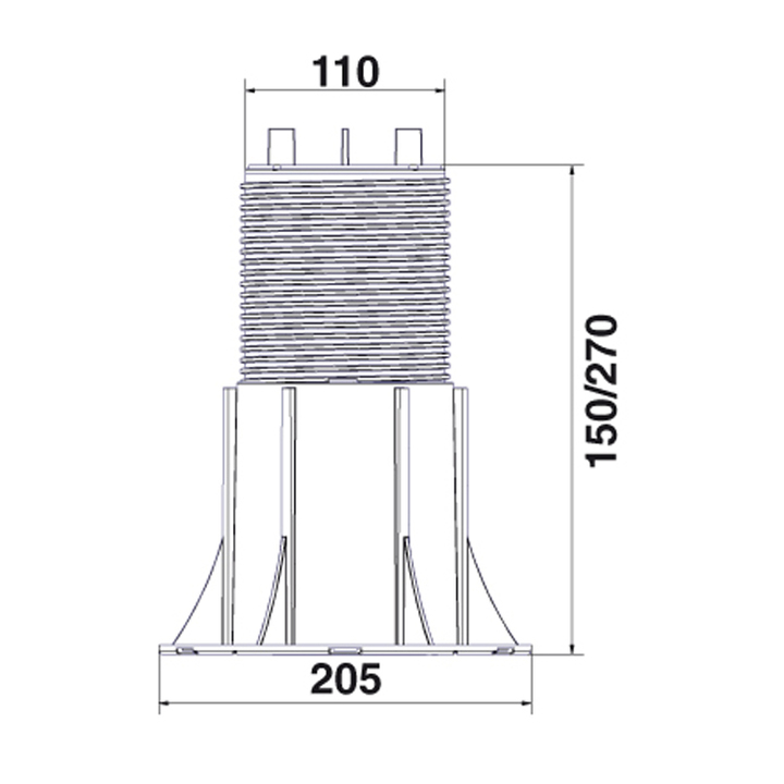 Supporto Regolabile per pavimentazione "NEW-MAXI" NM5 (da altezza 150 a 270 mm) con testa in bimateriale (pp+gomma)