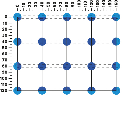 Laying diagram of the plates with Pedestal