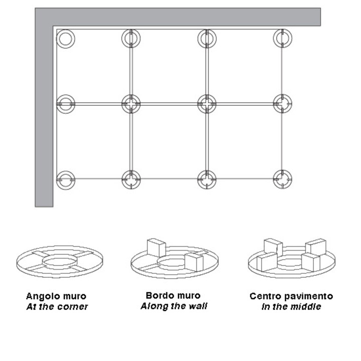 Soporte ajustable de pavimento "NEW-MAXI NM" con cabezal bicomponente