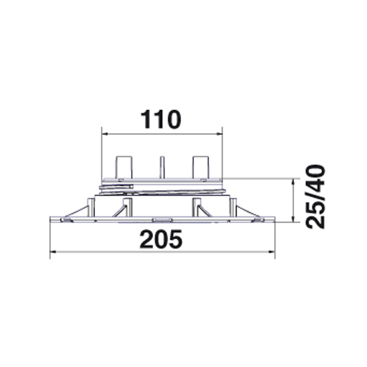 Soporte ajustable de pavimento “NEW-MAXI" NM1 (25-40 mm) con cabezal bicomponente