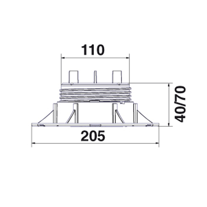 Soporte ajustable de pavimento “NEW-MAXI" NM2 (40-70 mm) con cabezal bicomponente