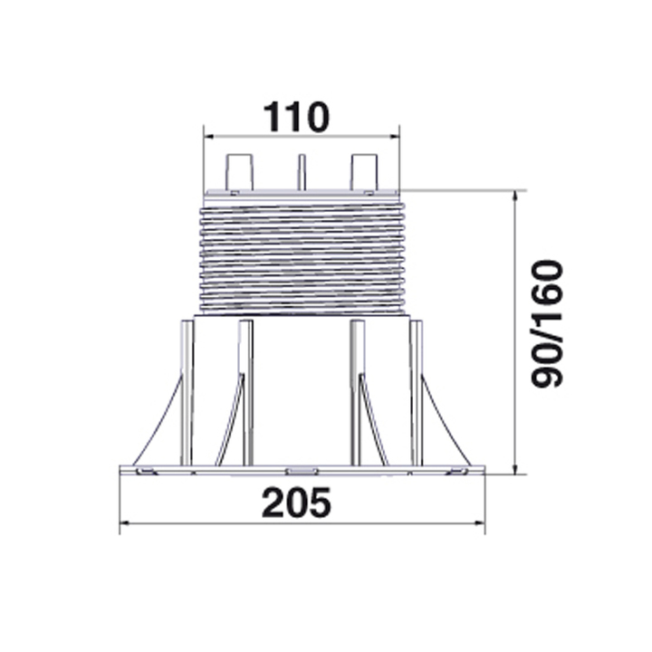 Plot réglable pour dallage réglable « NEW MAXI » NM4 (90-160 mm) avec tête bicomposée