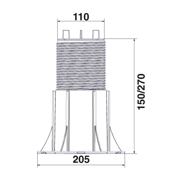 Plot réglable pour dallage réglable « NEW MAXI » NM5 (150-270 mm) avec tête bicomposée