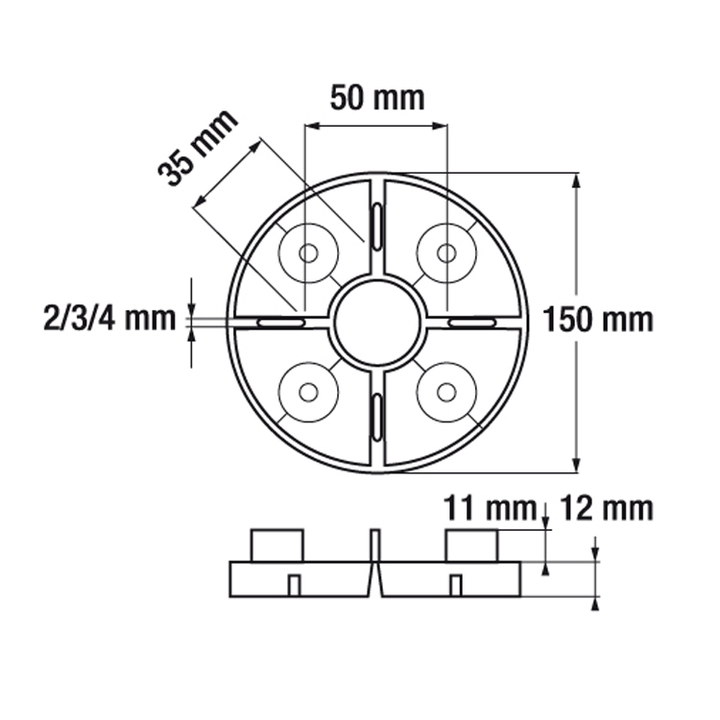 Stelzlager EH12 mit 8mm hohen Abstandhaltern