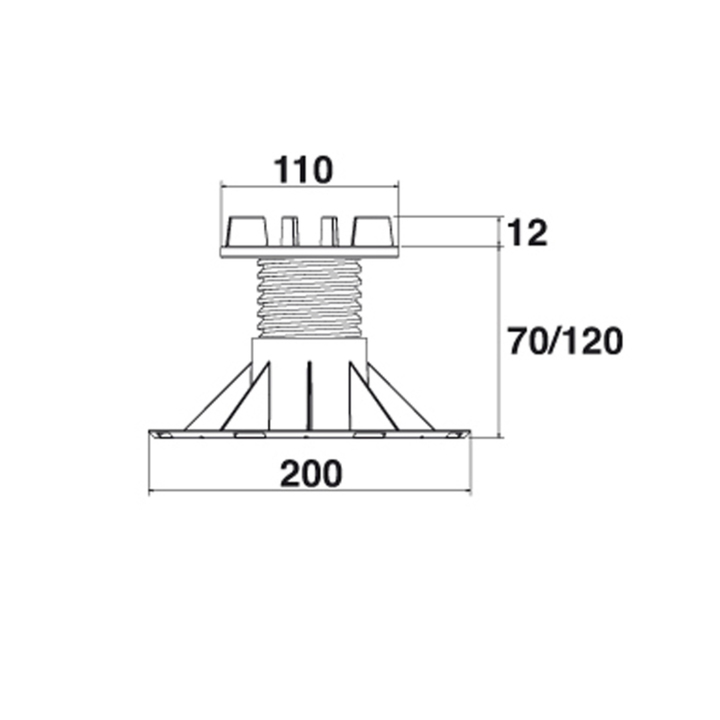 Supporto Regolabile per pavimento "BASIC" SB4 (da altezza 70 a 120 mm) 